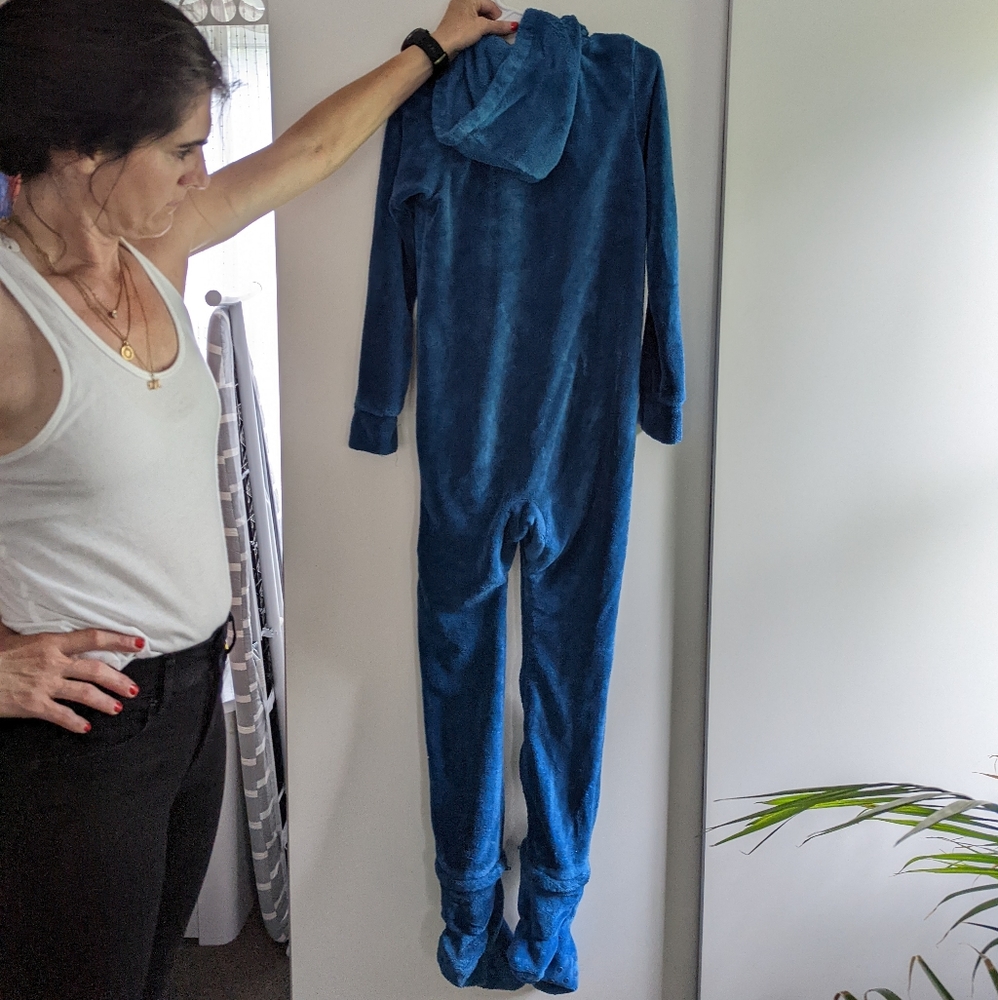 Hoodie Footie Pajamagram pajamas. Unisex 14 Blue